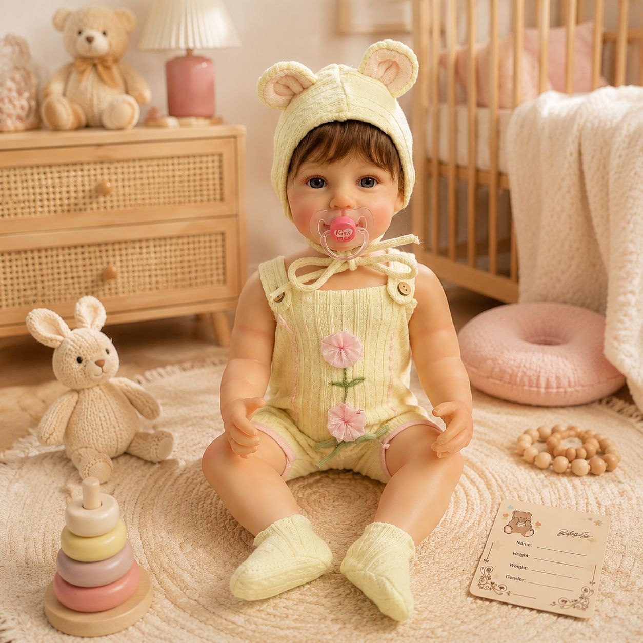 22 Inch Full‑Body Vinyl Doll, Lifelike Baby Design with Pacifier, Wonderful Gift for Birthdays and Holiday Celebrations