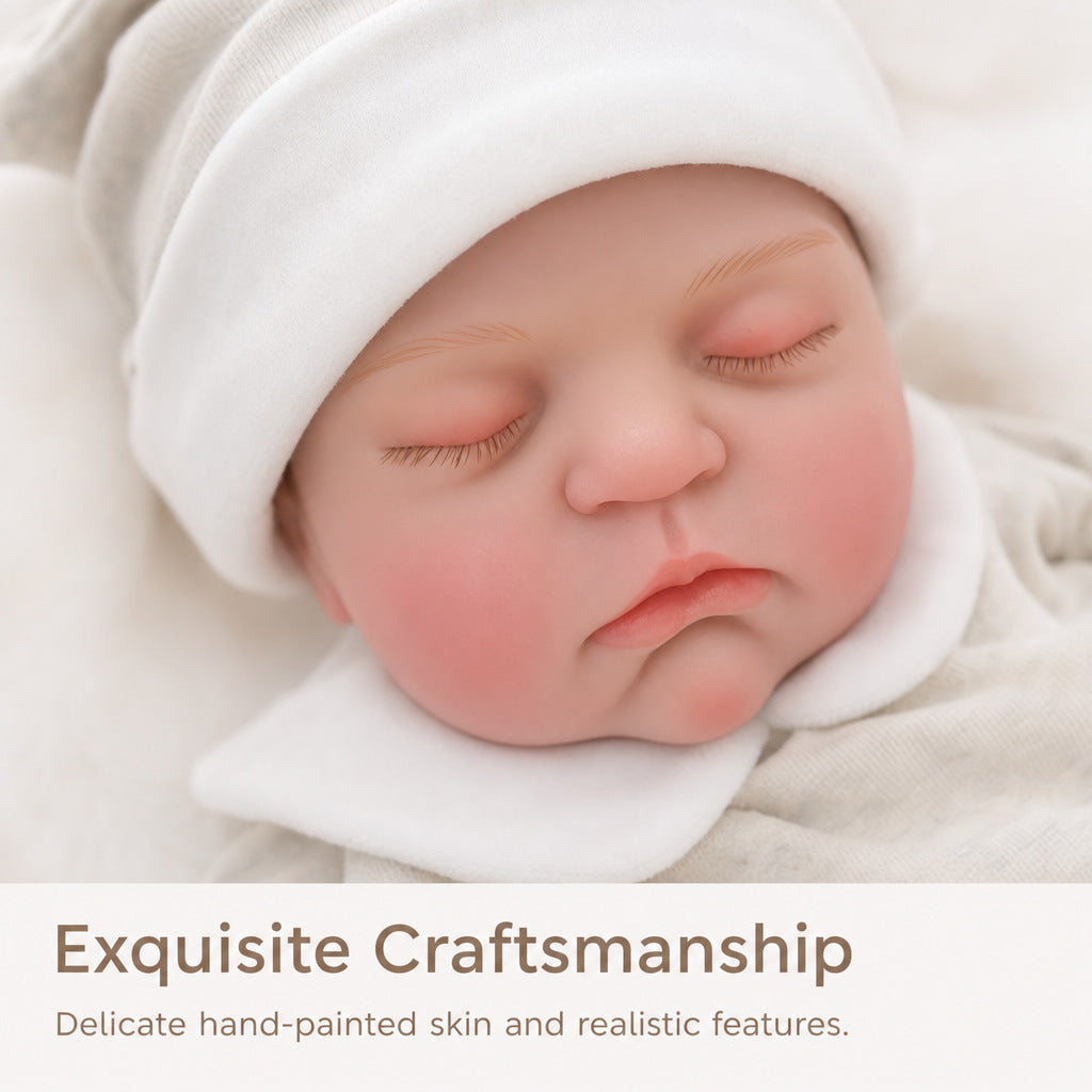 18 Inch with Cloth Body Sleeping Reborn Baby Doll, Bear Ear Onesie, Huggable Companion Gift for Birthday & Holiday