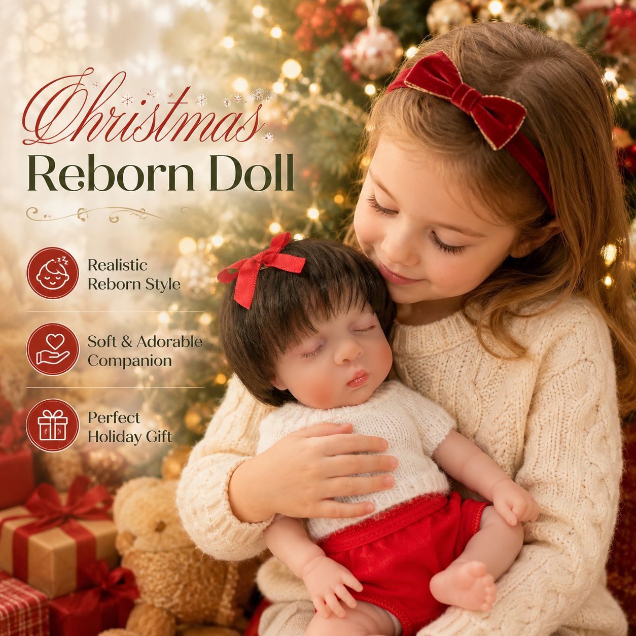 12 Inch Full Vinyl Doll, Charming Holiday Surprise for Christmas, Birthdays and Special Festive Days