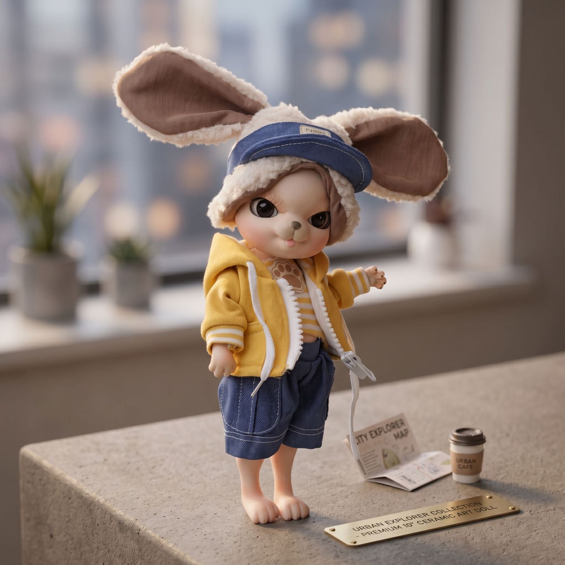 10 inch Cute Animal with Full Ceramic Ball Joint Body with Fluffy Ear Hat Full Outfit Collectible Decor Gift