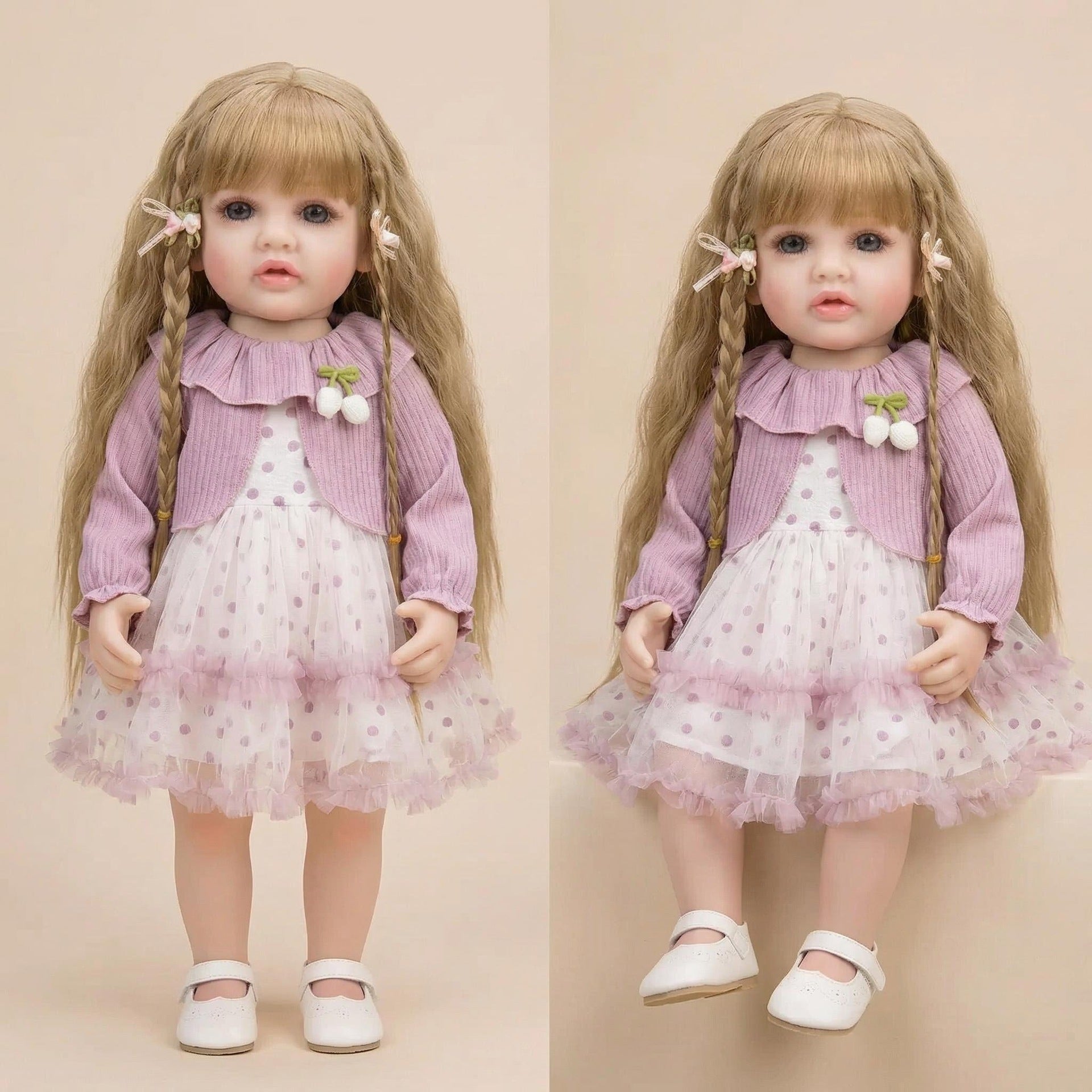 22 inch light purple long sleeved shawl Betty simulation reincarnation doll reborn doll