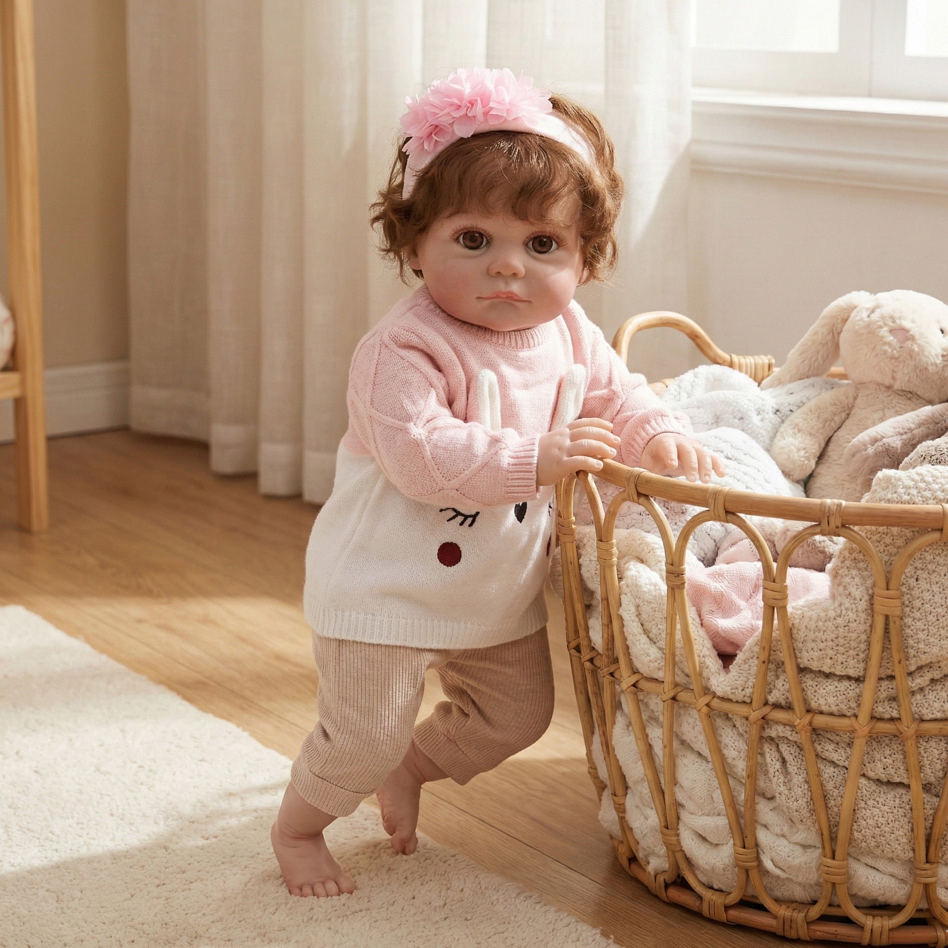 24 inch Hand-implanted Hair doll with Cloth Body, simulated humanoid children's play house gift collection