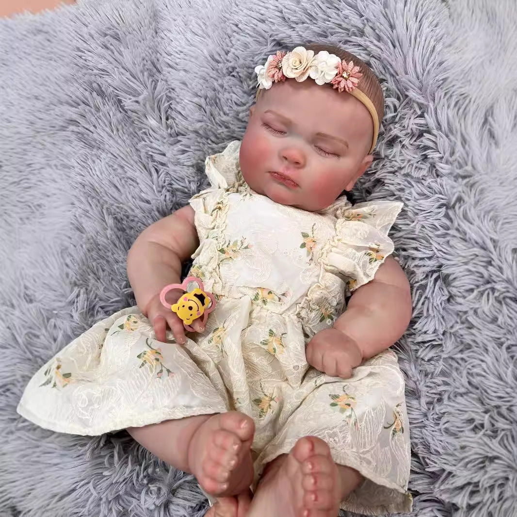 24Inch Realistic Reborn Newborn Doll with Cloth Body Detailed 3D Skin Handmade Collectible Doll Toy for Girls & Doll Lovers