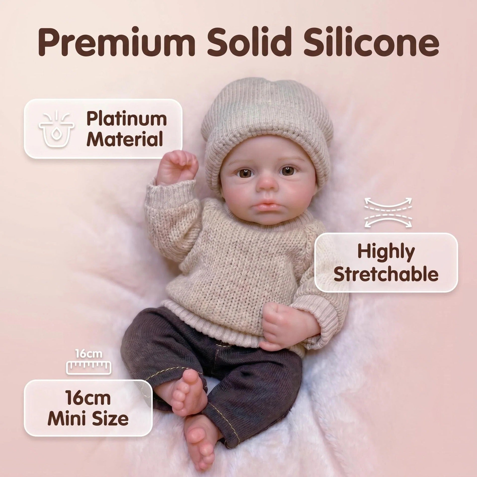 6 Inch with Full Silicone Body Reborn Doll Lifelike Real Skin Vein Texture Hand Painted Newborn Doll Complete Outfit Accessories Set