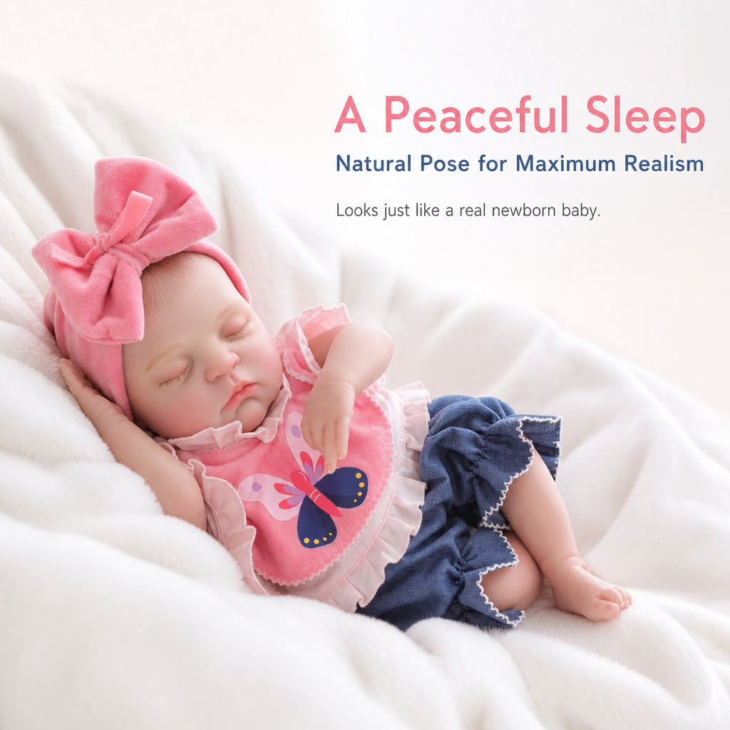 Exclusive Holiday Gift, 18 inch Pink Bow Reborn Baby Doll, Warm Surprise For Birthday Parties