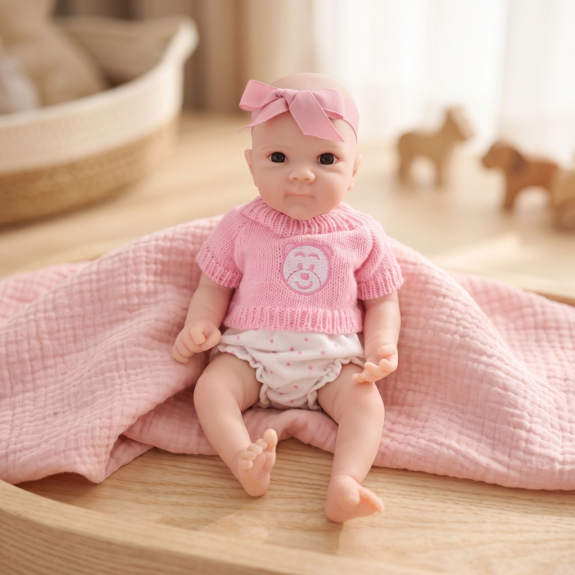 12 Inch Lifelike Reborn Baby Doll with Full Solid Silicone Body Realistic 3D Vein Skin Handcrafted Newborn Doll Perfect Birthday Christmas Gift for Little Girls