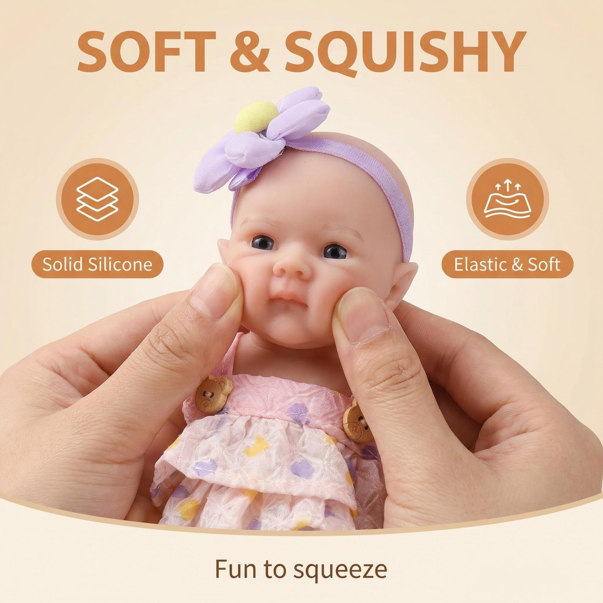 8 inch Purple Head Flower Pure Silicone Rebirth Doll
