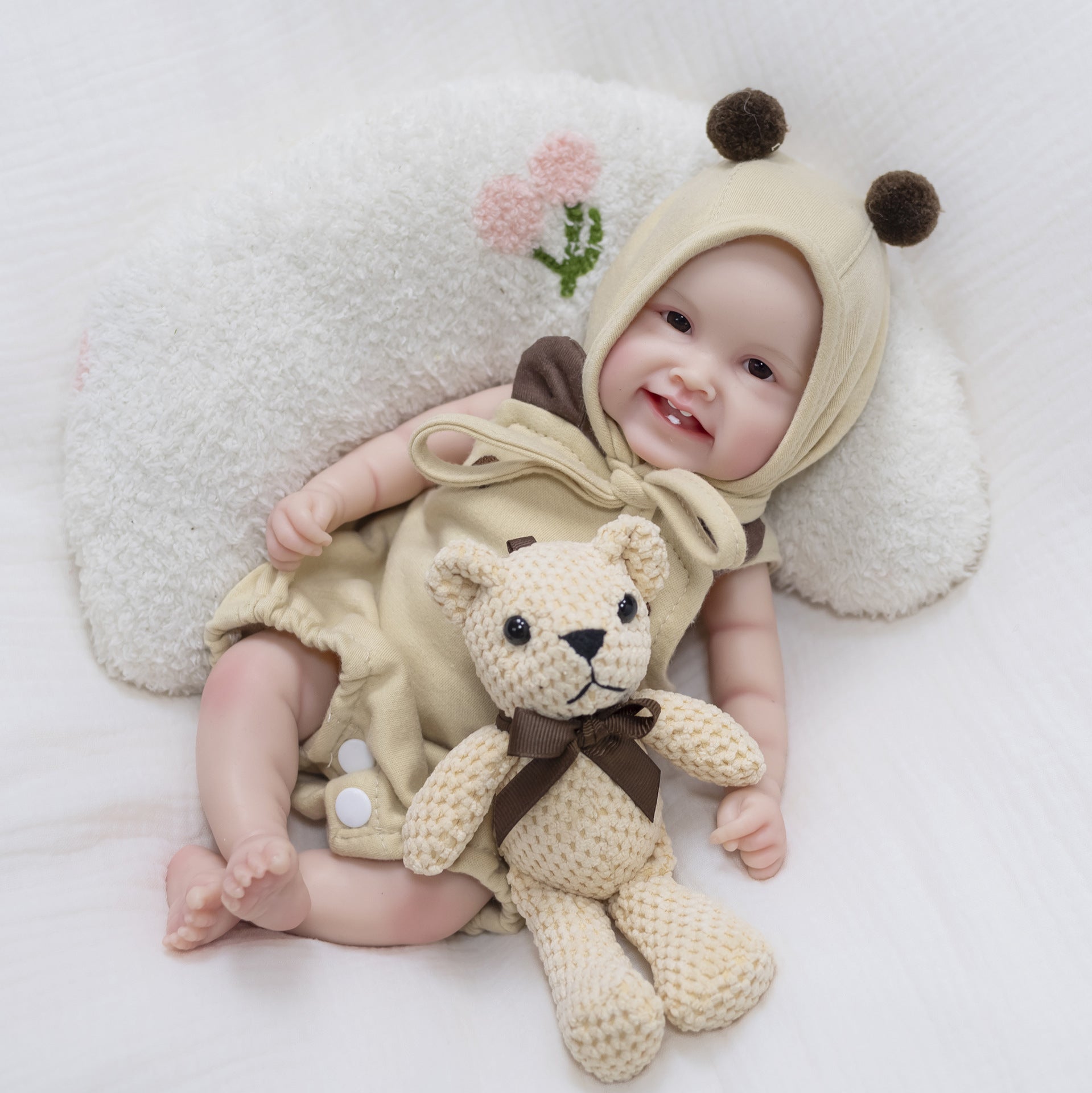 12 Inch with Full Silicone Realistic Baby Doll, Adorable Grinning Face Design, Suitable Present for Holiday Festivities and All‑Ages Birthdays