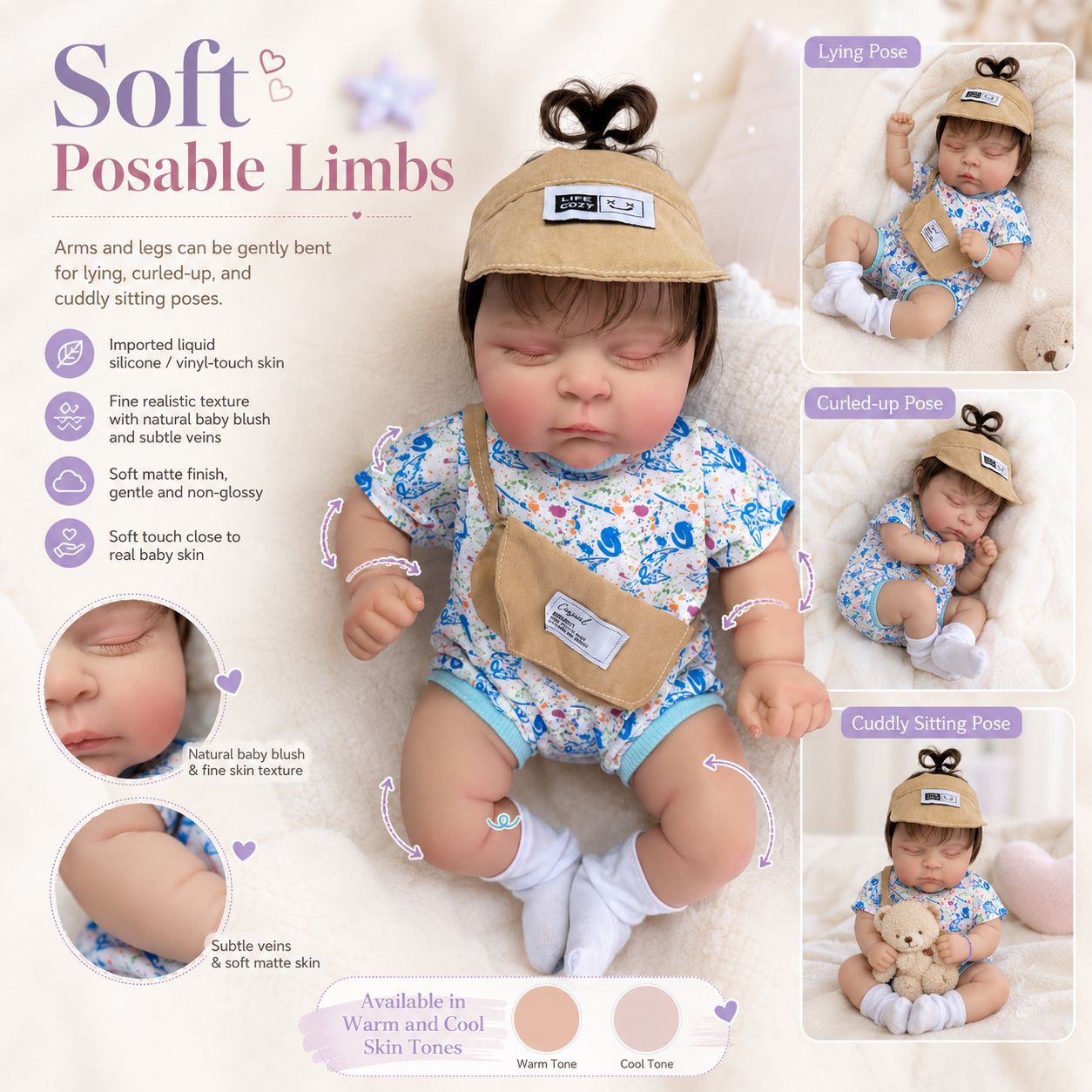 18 Inch With Cloth Body Reborn‑Style Doll, Versatile Keepsake for Kids & Adult Doll Collectors