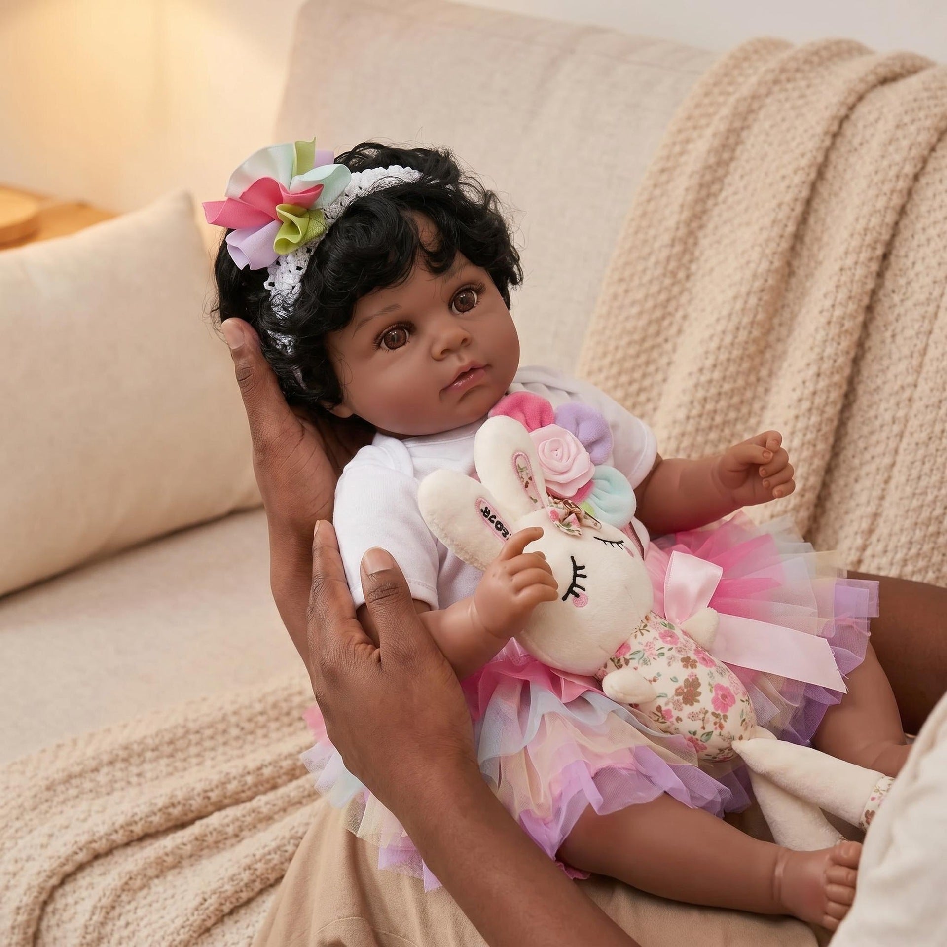 22 inch with Cloth Body Rainbow Tulle Dress Set, Emotional Therapeutic Companion Doll, Unique Surprise Gift For Birthday Parties And Western Festivals