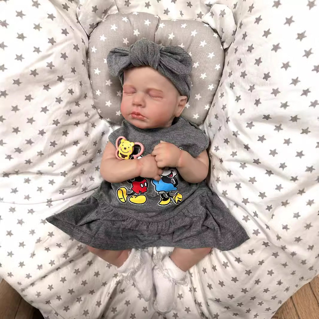 19Inch Realistic Reborn Baby Doll with Cloth Body 3D Vein Skin Handcrafted Newborn Doll Gift Toy for Little Girls Collectors