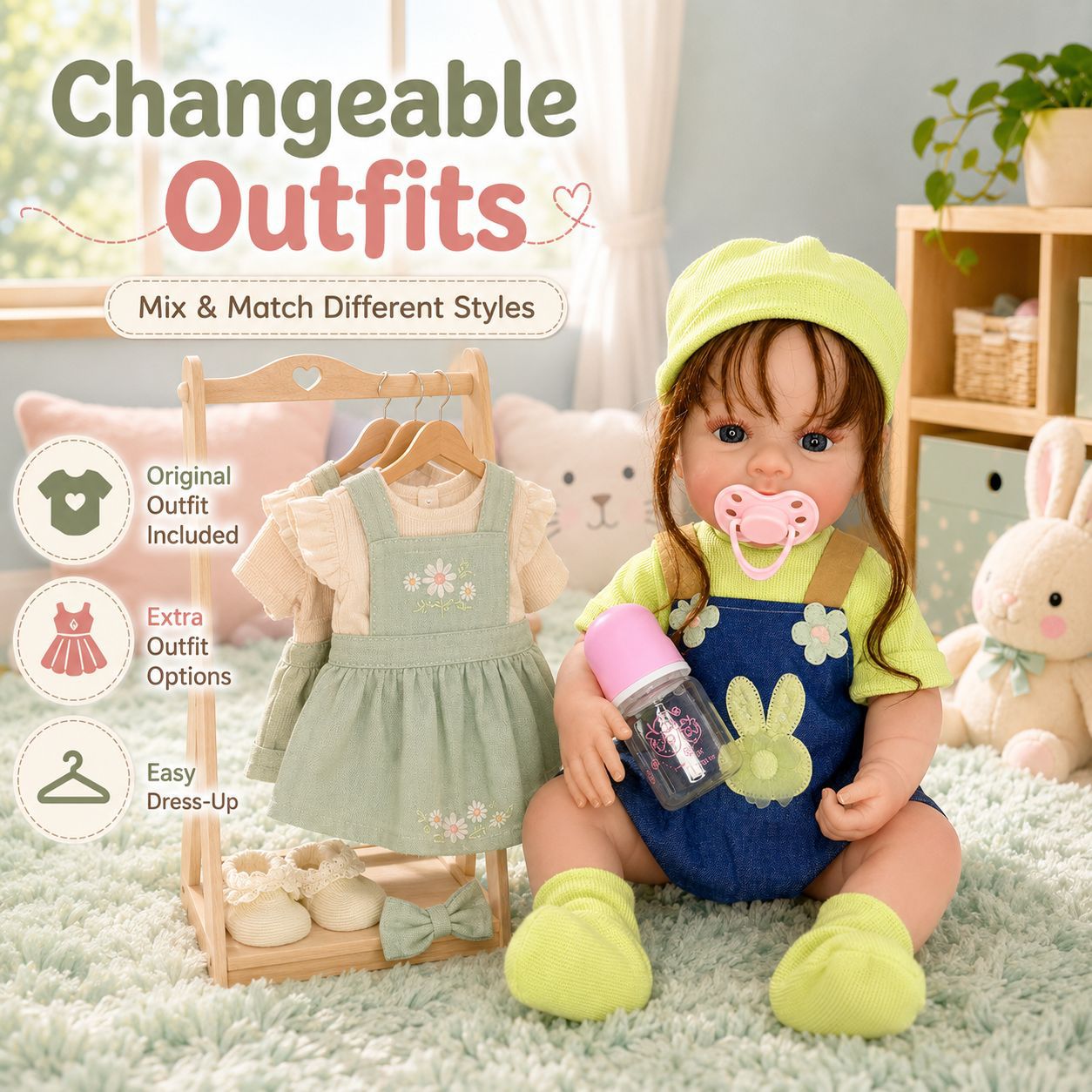 True‑to‑Life 18 Inch with Full Vinyl Body Reborn Doll, Versatile Play Companion for Children and Adult Lovers for Festive Moments