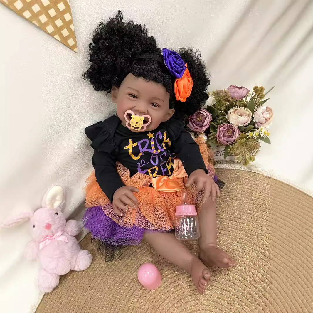 23Inches Handmade Lifelike Reborn Doll with Cloth Body 3D Skin Realistic Newborn Baby Play Toy Gift for Girls & Doll Collectors