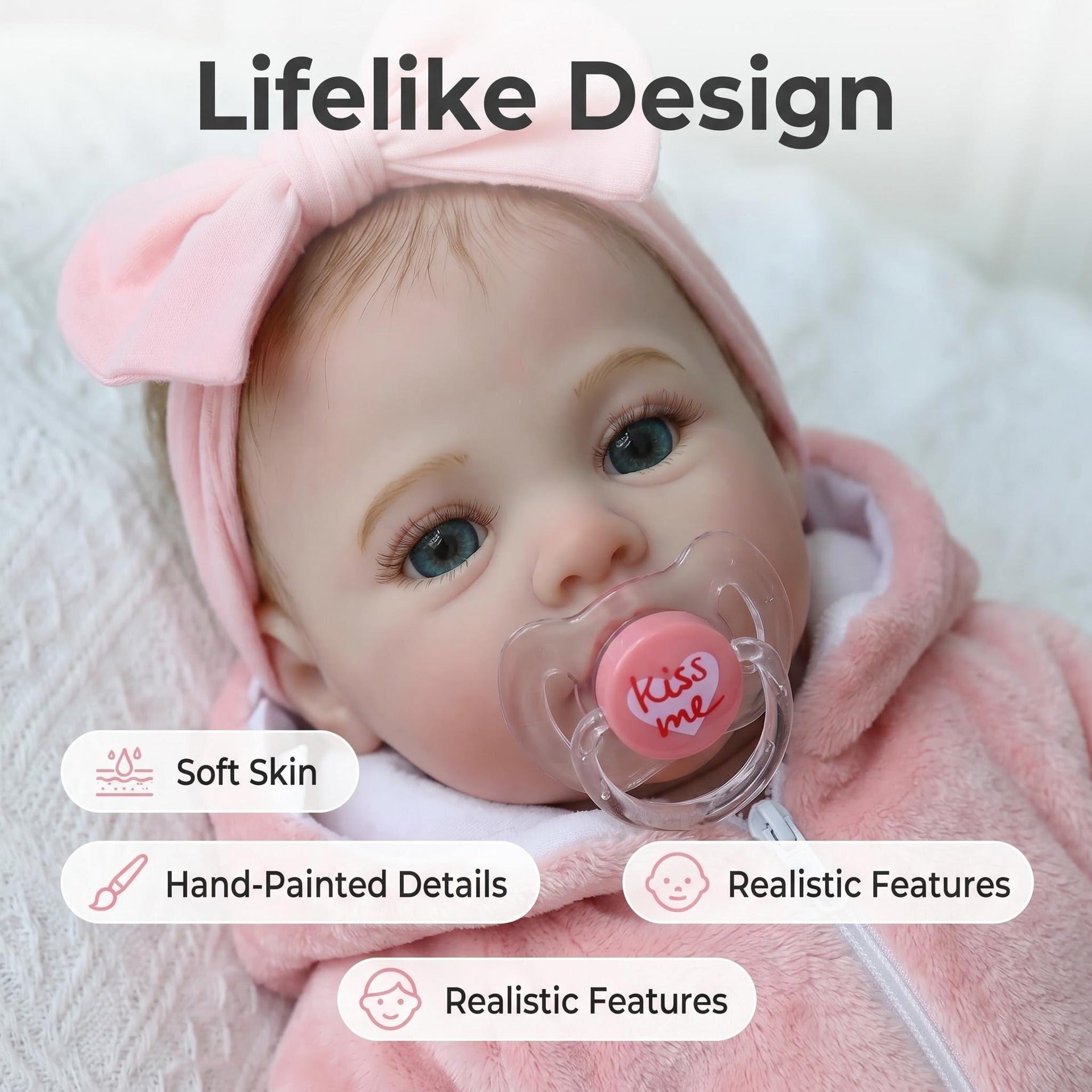 18inch Reborn Full Body Vinyl Reborn Doll, Realistic Reborn Baby Girl Real Gift Complete Accessories for 3 Year Old Children