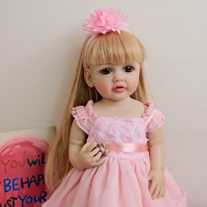 22 inch Real Baby Dolls for Girls, Full vinyl Body with Nipple Bottle, Pacifier, with Clothes
