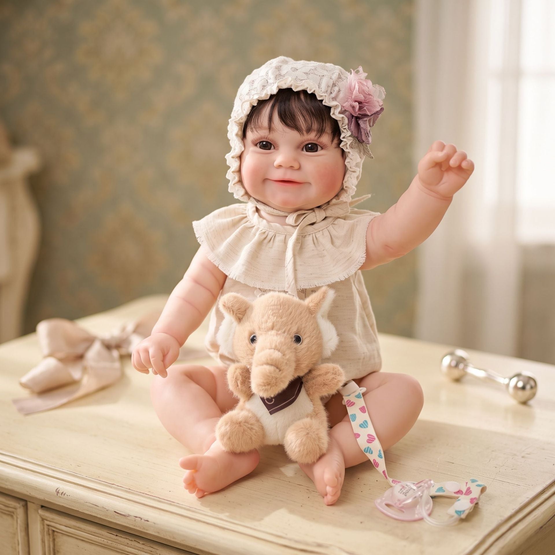 22 inch Handcrafted Reborn Doll Real 3D Vein Skin with Full vinyl Body Lifelike Newborn Baby Doll Birthday Present for Little Girl Collectors