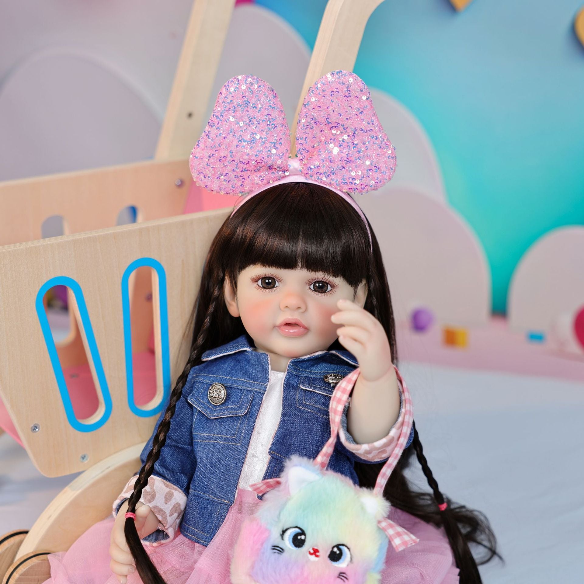 22 inch Reborn Doll with Full vinyl Body standing doll ornaments for gifts