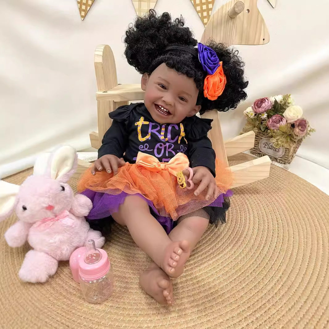 23Inches Handmade Lifelike Reborn Doll with Cloth Body 3D Skin Realistic Newborn Baby Play Toy Gift for Girls & Doll Collectors
