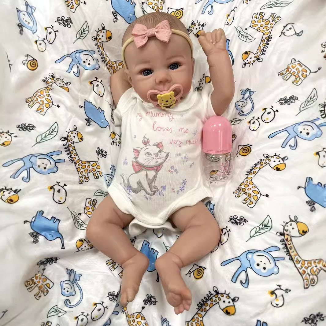 20Inch Realistic Reborn Newborn Dolls with Cloth Body Detailed 3D Skin Handmade Collectible Doll Toy for Girls & Doll Lovers