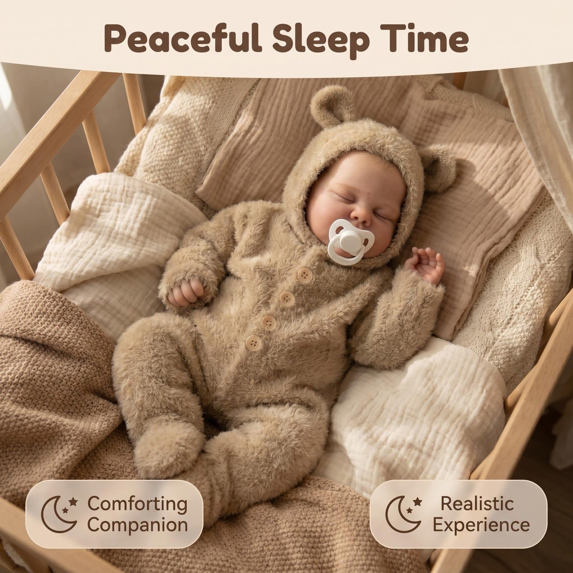 Peaceful Closed-Eye Sleeping Newborn 19 Inch with Cloth Body Reborn Baby Doll, Perfect Birthday, Christmas & Easter Gift Companion Toy For Girls And Adult Collectors