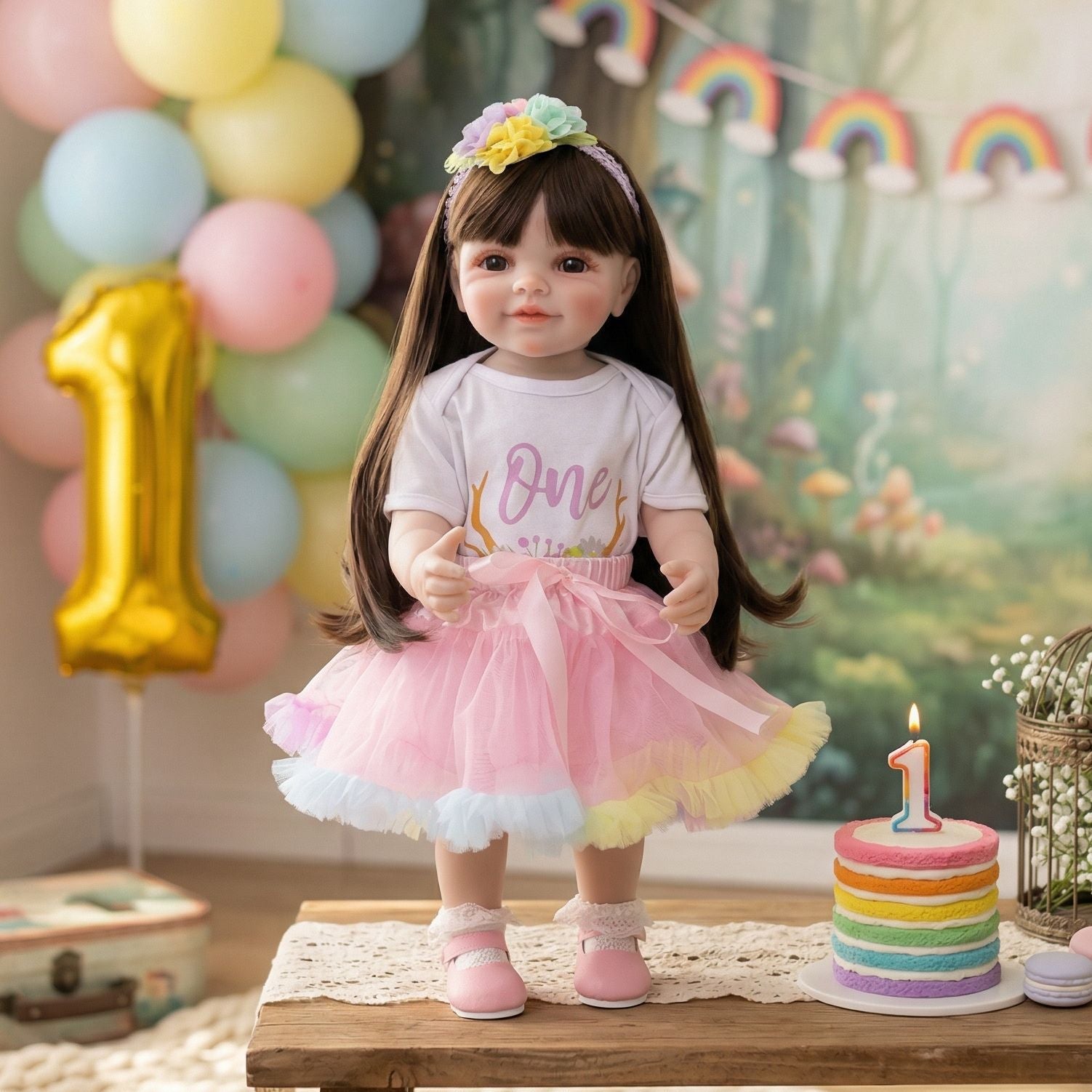 22 inch Standing Toddler Reborn Dolls with Full vinyl Body girl for Gifts