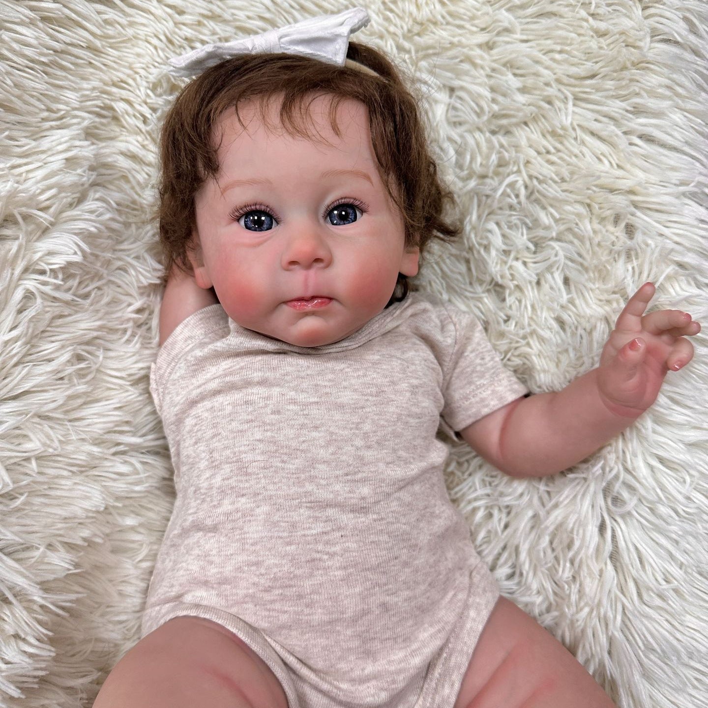 23inch Reborn Dolls with Cloth Body Touch Soft implanted Brown hair,  Newborn Baby Dolls Toys for Girls Reborn Dolls
