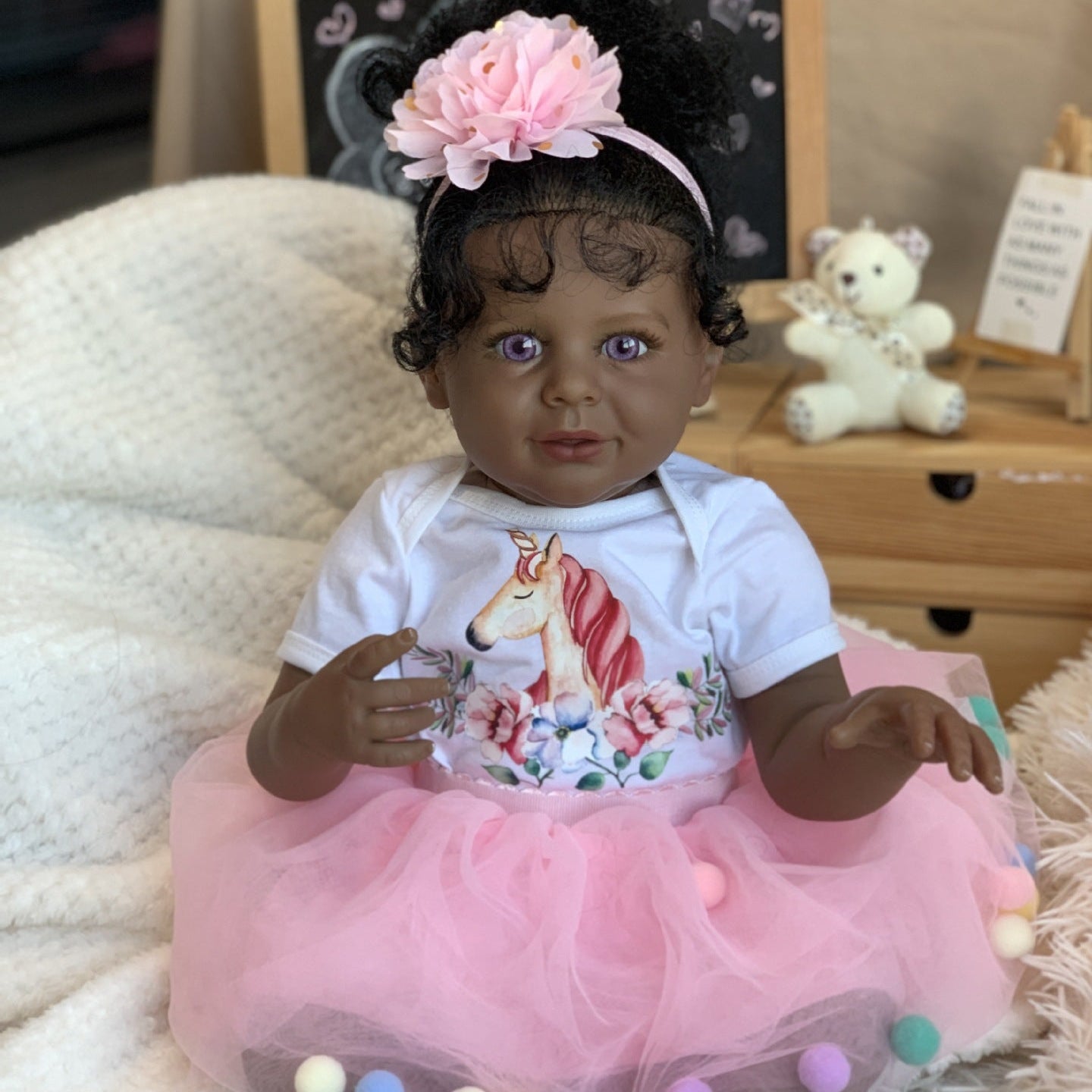 24 inch with Cloth Body simulated African children gift toy rebirth doll baby companion toy