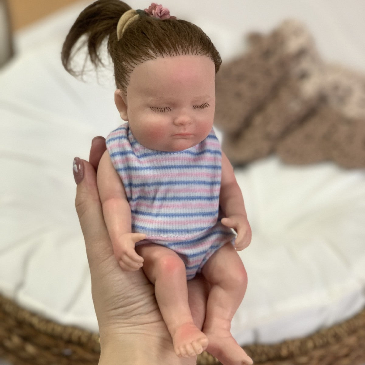 8 inch Ultra Real Touch Full Body Silicone Mini Reborn Doll Washable Reborn Doll for Kids Gift & Display