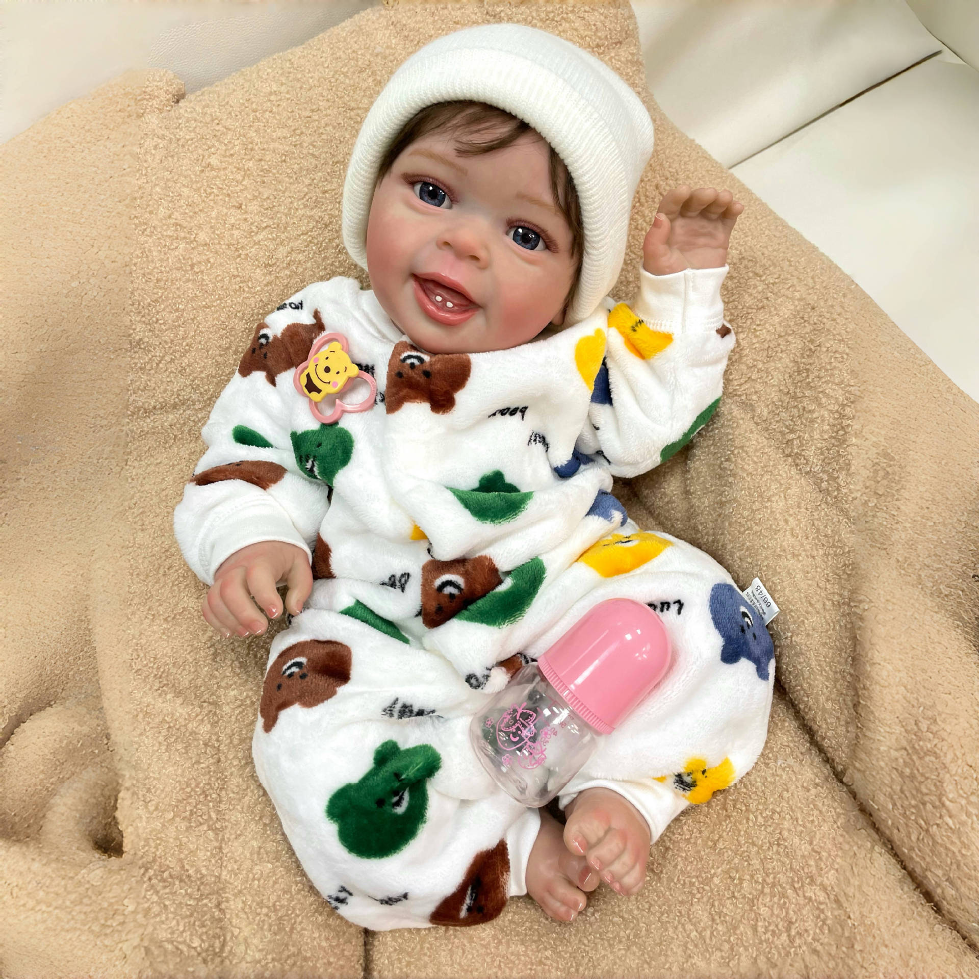 23inch Handmade Lifelike Reborn Baby Doll with Cloth Body Realistic 3D Skin Children Play Toy for Little Girls