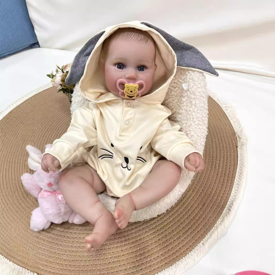 19inch Handmade Lifelike Reborn Baby Doll with Cloth Body Realistic 3D Skin Children Play Toy for Little Girls