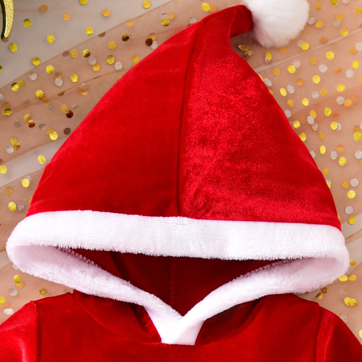 Baby's Christmas Letter-Print Hooded Romper with Socks