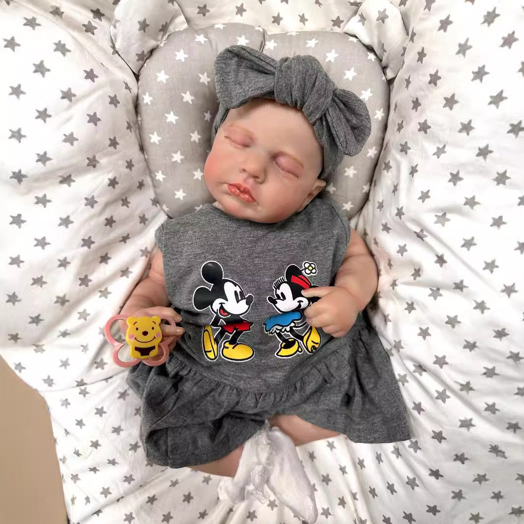 19Inch Realistic Reborn Baby Doll with Cloth Body 3D Vein Skin Handcrafted Newborn Doll Gift Toy for Little Girls Collectors