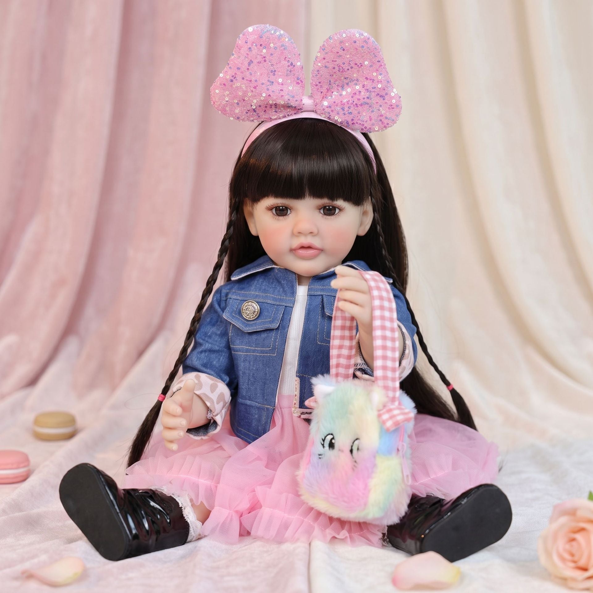 22 inch Reborn Doll with Full vinyl Body standing doll ornaments for gifts