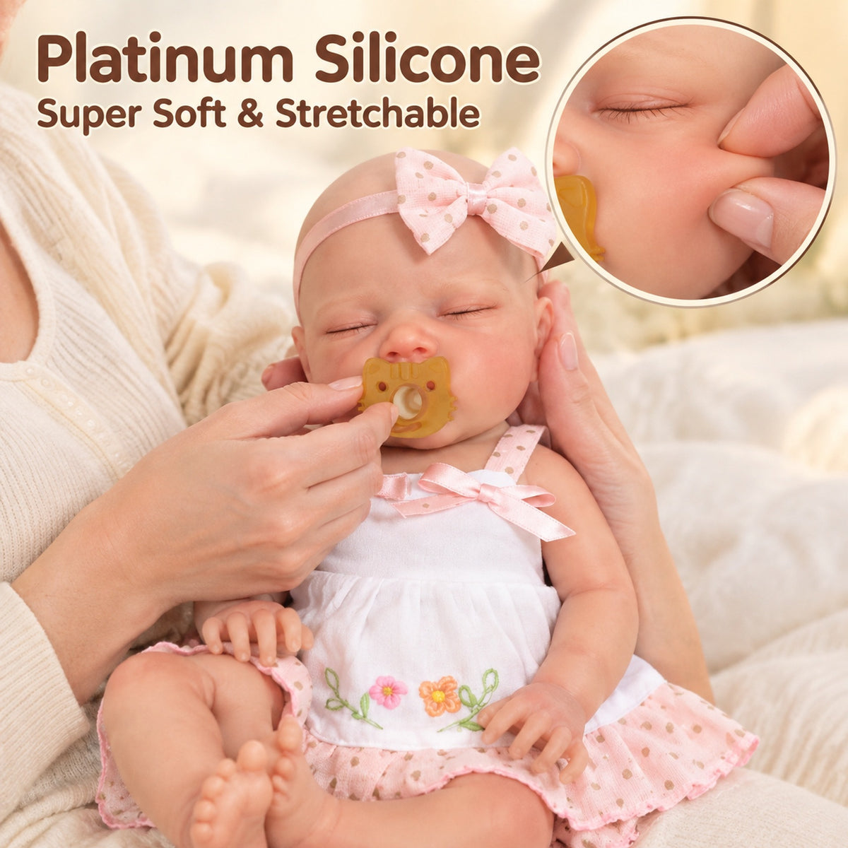 13 inch Full solid silicone flower August simulation doll as a gift for children or girl, collectible silicone doll