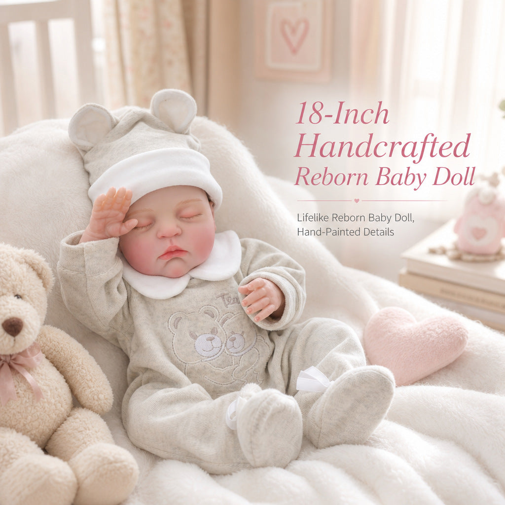 18 Inch with Cloth Body Sleeping Reborn Baby Doll, Cute Panda Outfit, Companion Gift for Birthday & Holiday Occasions