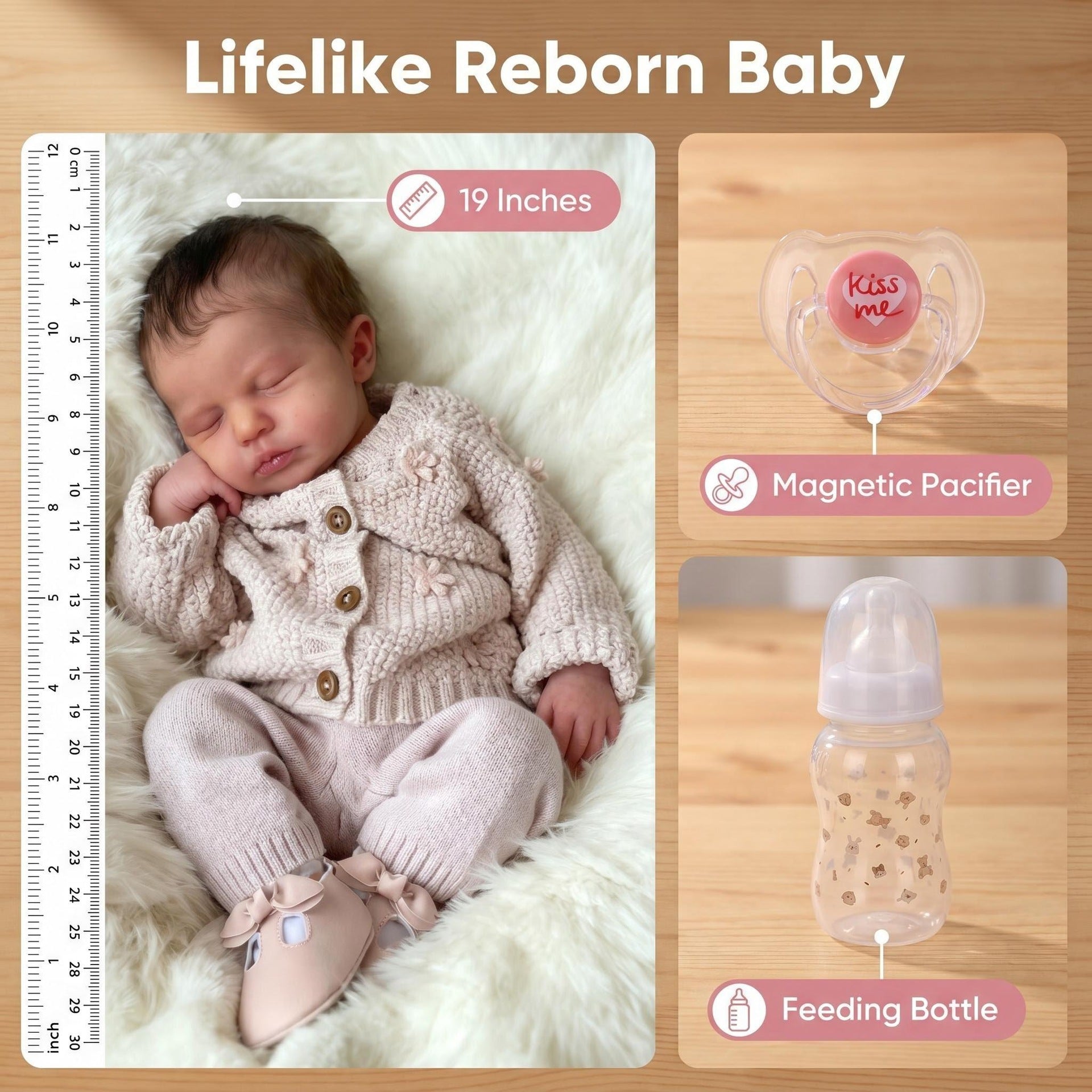 19inch Reborn dolls handmade toy gift for children with full vinyl body