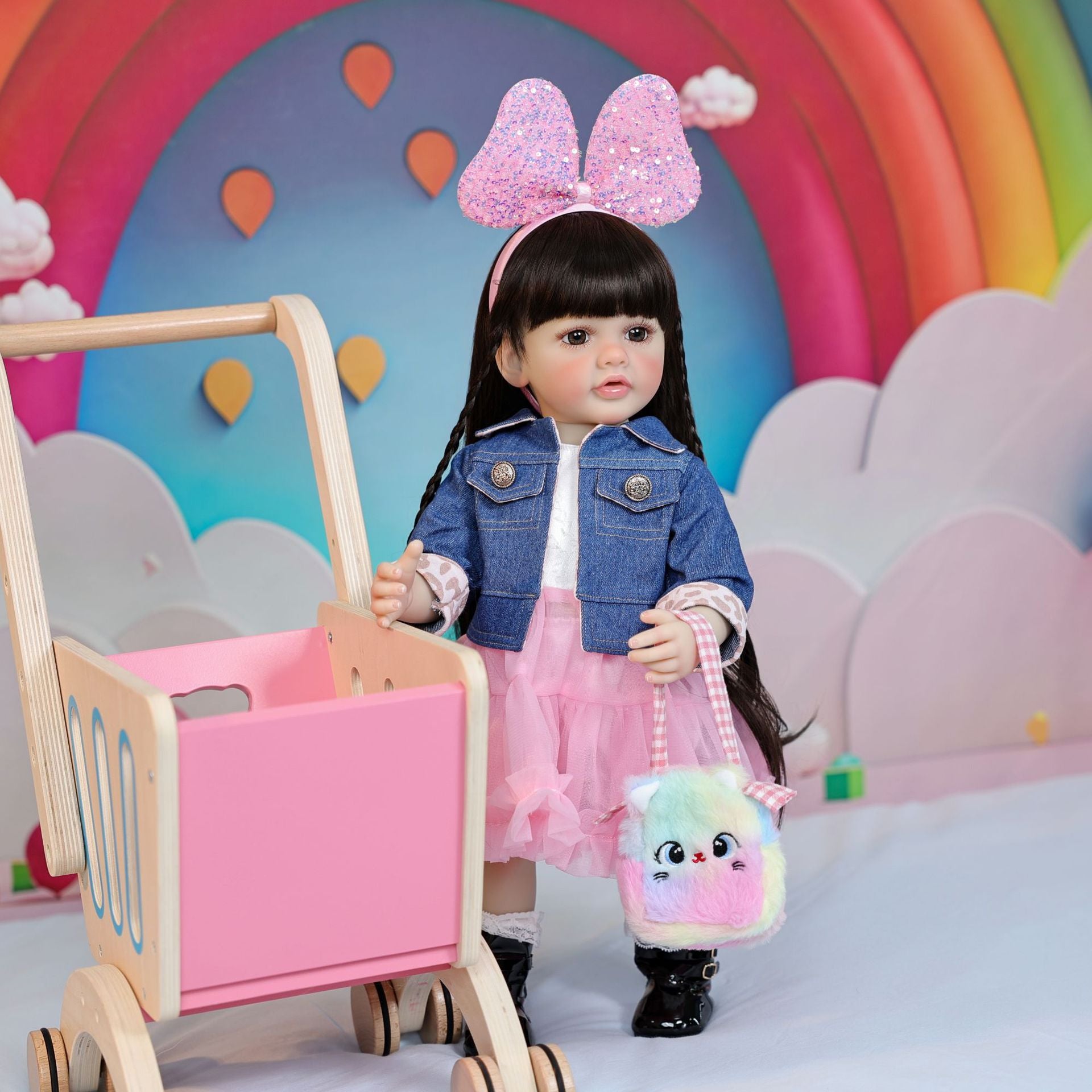 22 inch Reborn Doll with Full vinyl Body standing doll ornaments for gifts