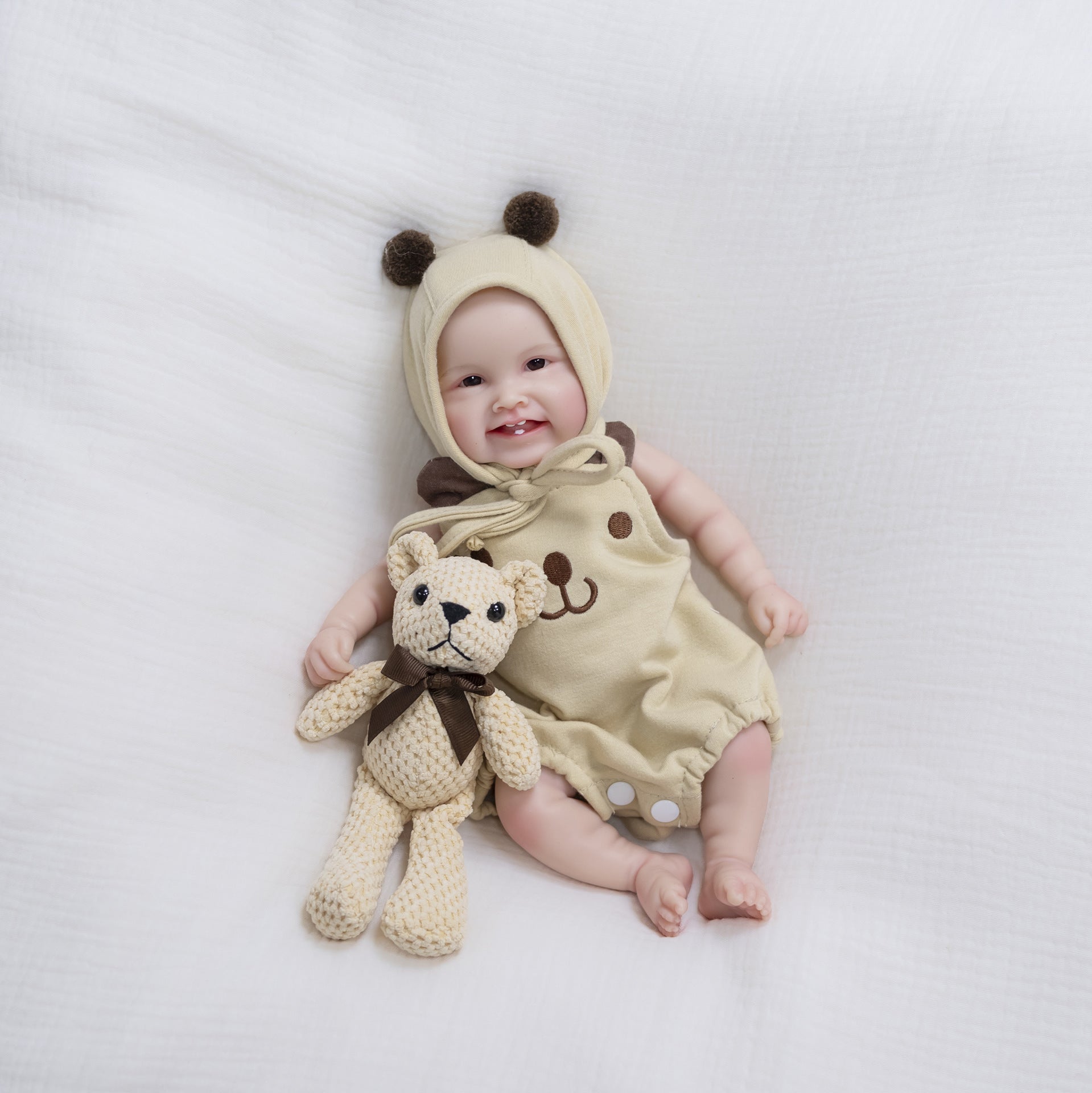 12 Inch with Full Silicone Realistic Baby Doll, Adorable Grinning Face Design, Suitable Present for Holiday Festivities and All‑Ages Birthdays