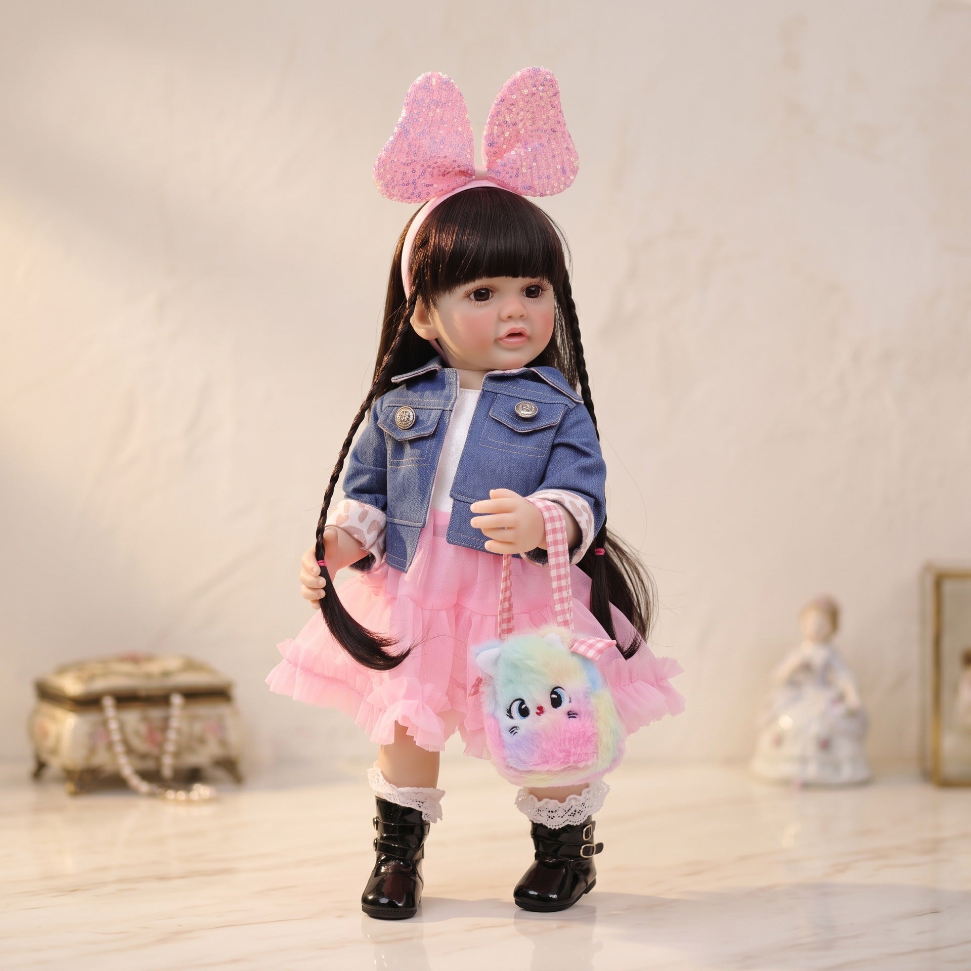 22 inch Reborn Doll with Full vinyl Body standing doll ornaments for gifts