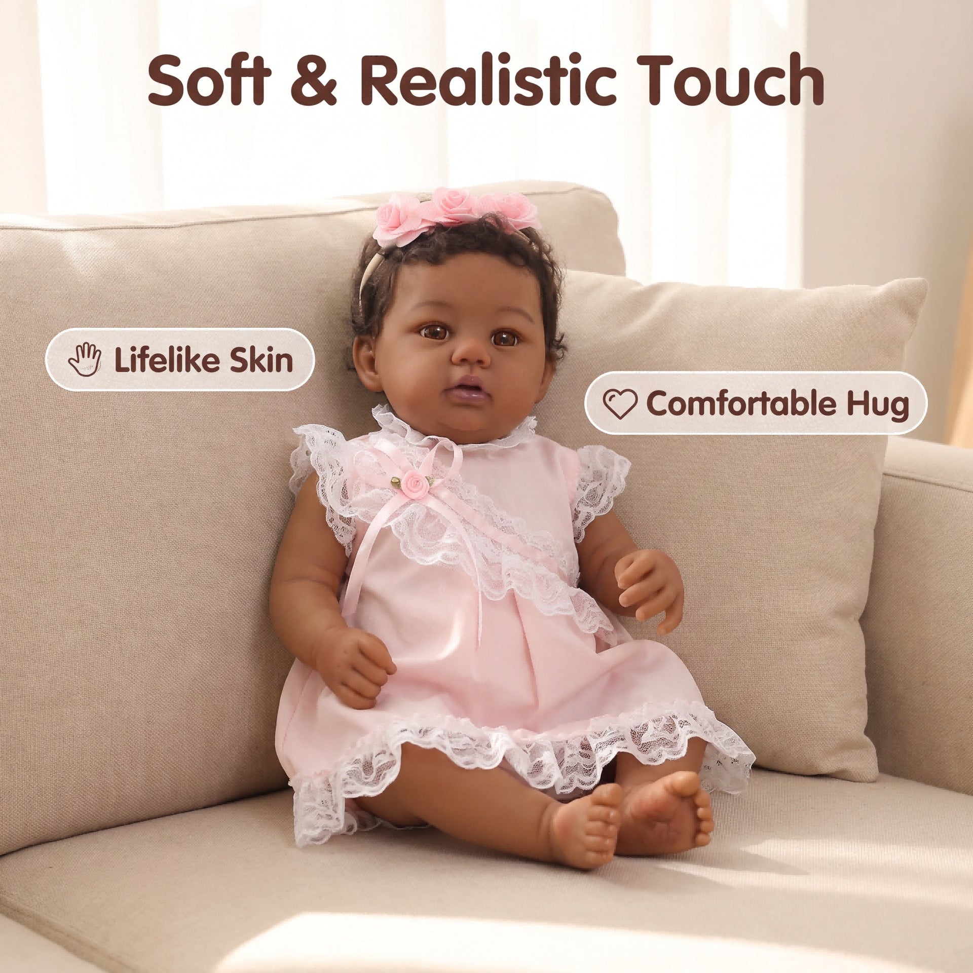 Gentle Bedtime Companion 19 Inch with Cloth Body Reborn Doll, Ideal Gift for Birthdays & Holiday Vacations