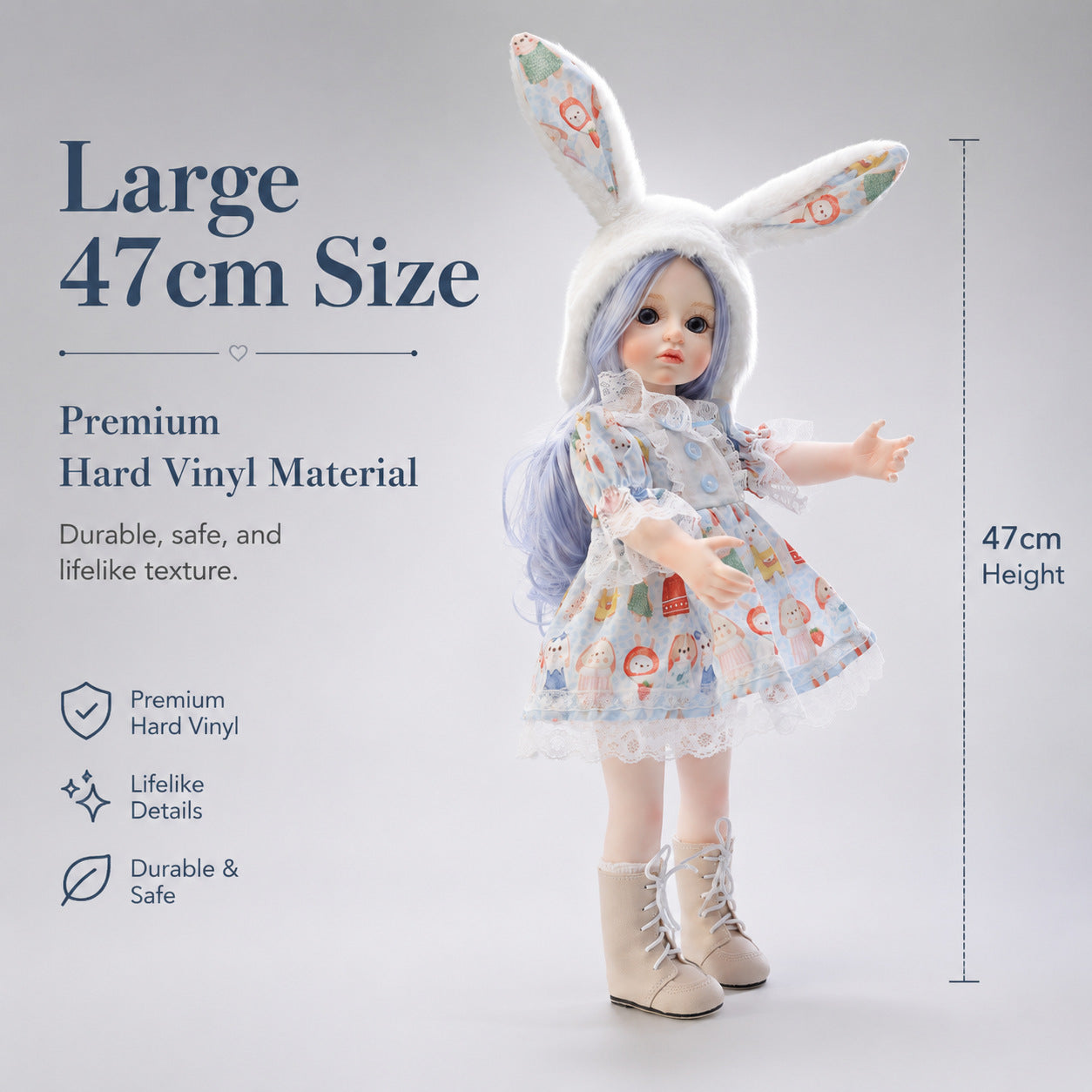 18 inch Handmade Lifelike Reborn Baby Doll with Cloth Body Realistic 3D Skin Children Play Toy for Little Girls