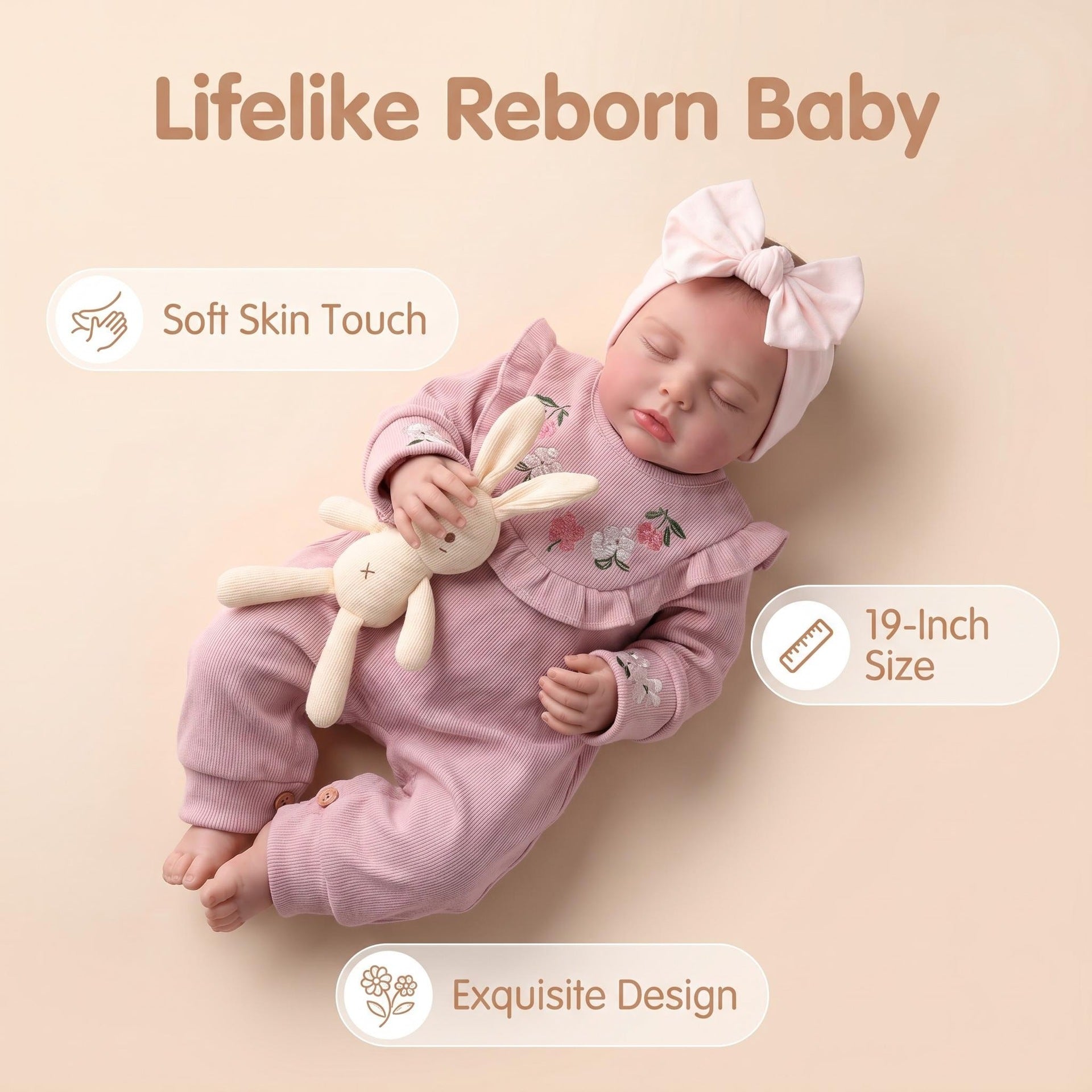 19inch with Cloth Body Doll Realistic Vinyl Limbs With, For Therapeutic Companion & Hobby Collection