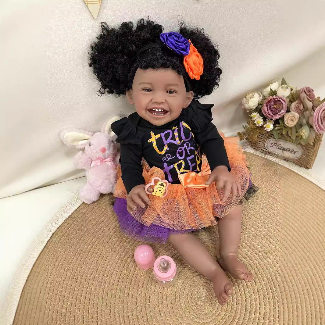 23Inches Handmade Lifelike Reborn Doll with Cloth Body 3D Skin Realistic Newborn Baby Play Toy Gift for Girls & Doll Collectors