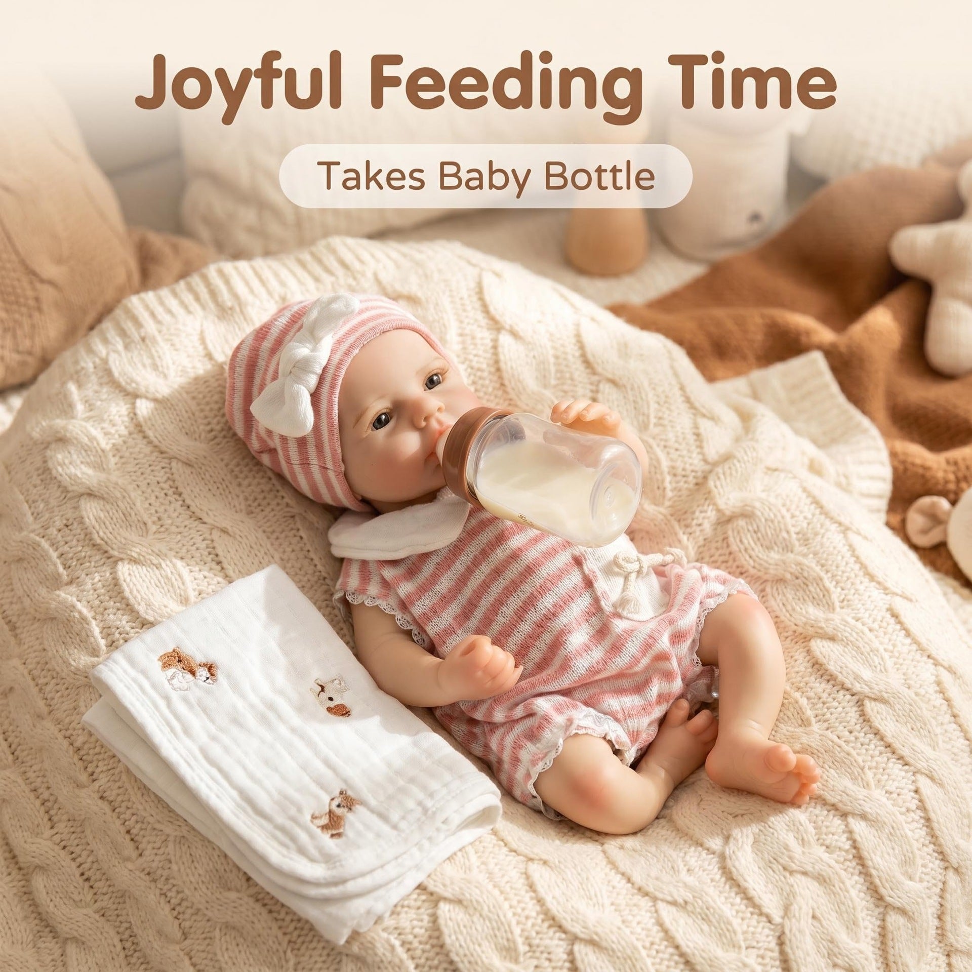 Adorable Realistic Open Eyed 12 inch with Full Soild Silicone Reborn Doll Washable For Nursery Decor & Pretend Play