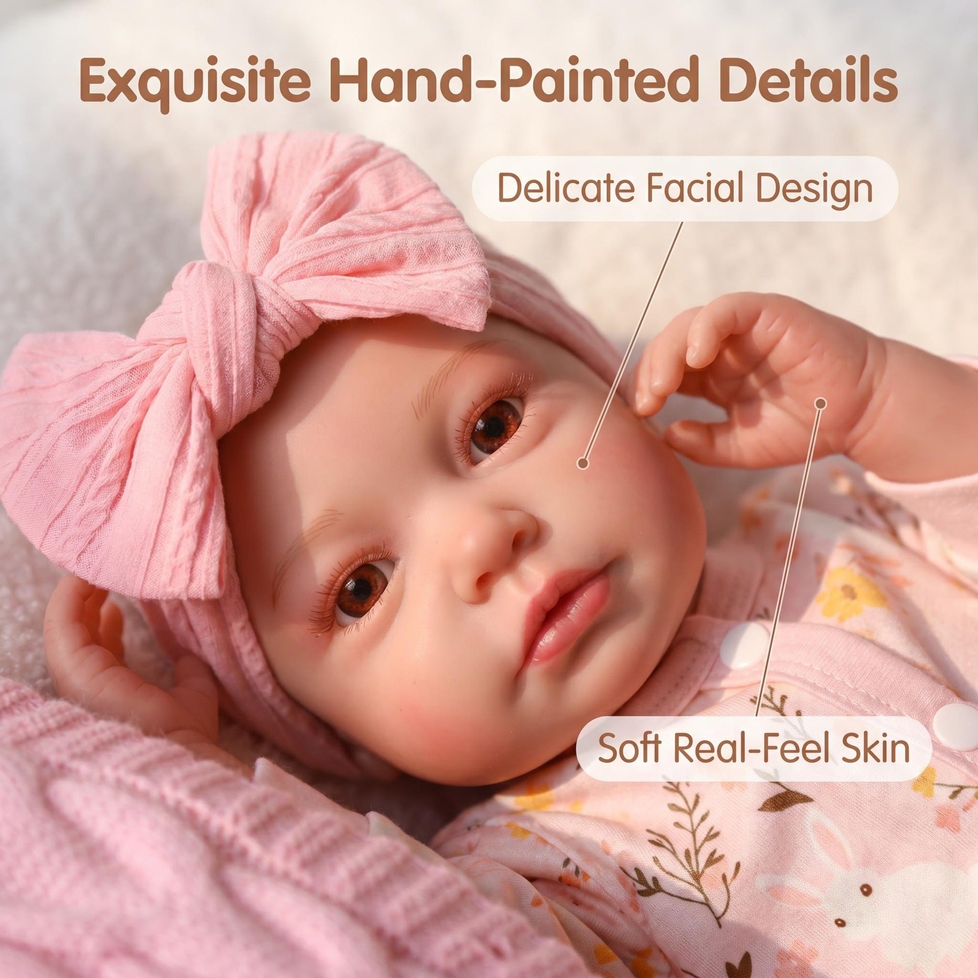 Soft Touch 19inch with Full Vinyl Body Reborn Doll Floral Rabbit Print Zipper Jumpsuit Complete Cute Outfit For Pretend Play & Interior Decor