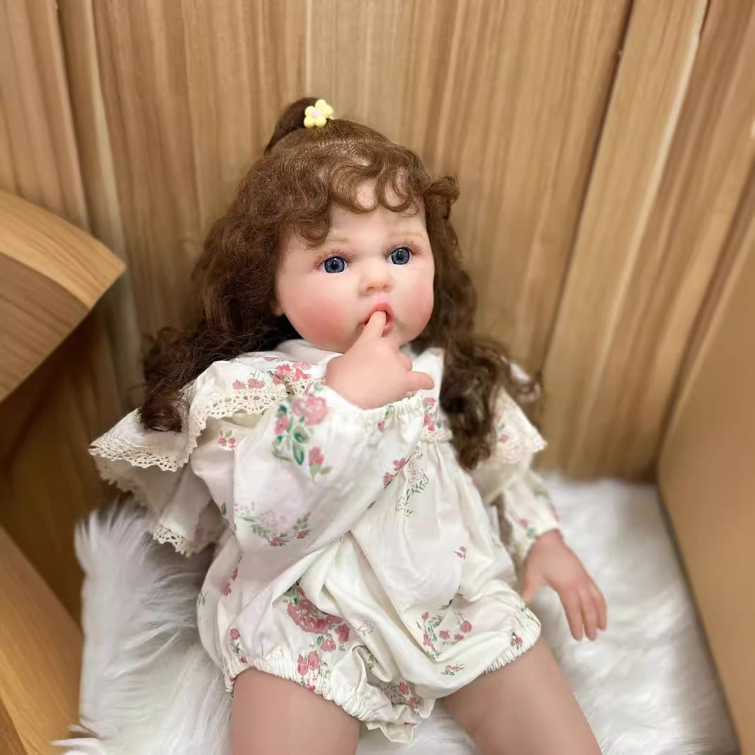 24inch with Cloth body Soft Vinyl limbs Touch Soft Long Curly Newborn Baby Dolls Toys for Girls Reborn Dolls