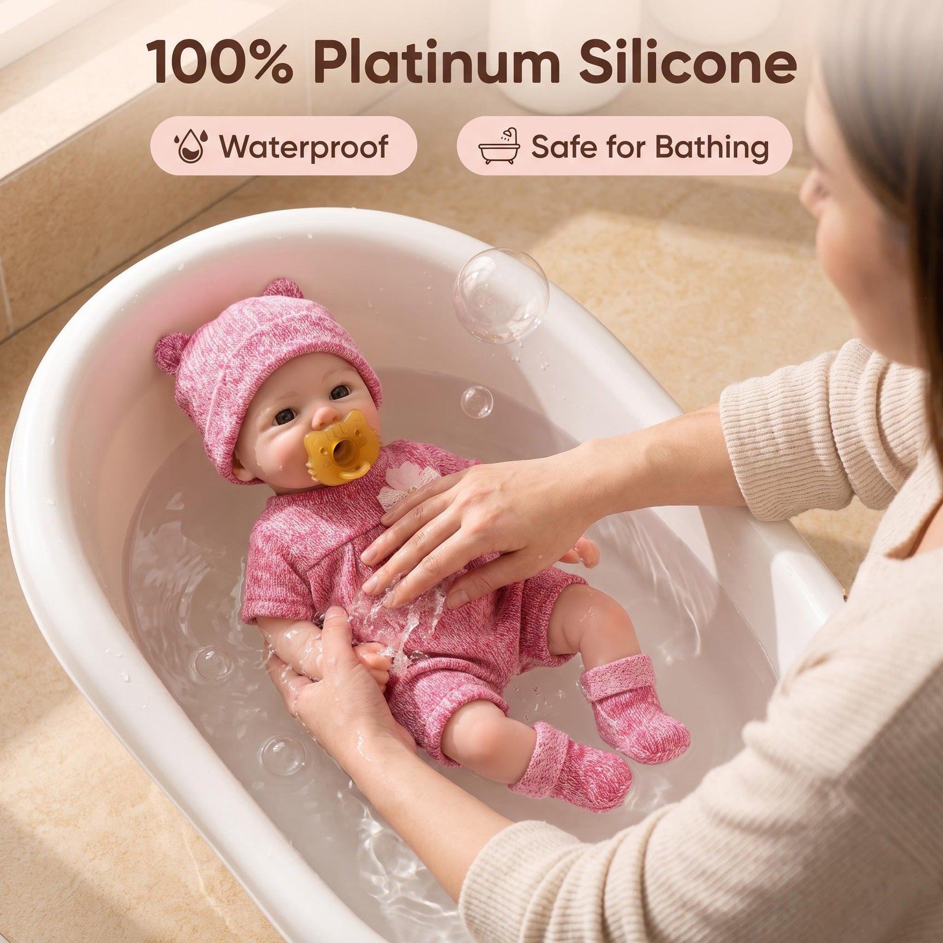 Mini‑sized 12‑Inch Full Silicone Play Doll, Charming Happy Expression, Ideal for Birthday Celebrations & Holiday Seasons