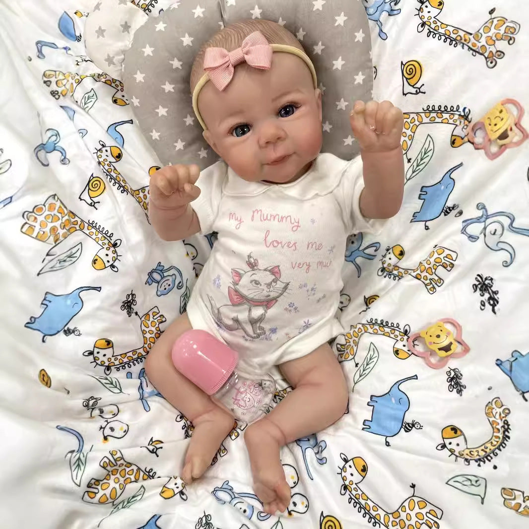 20Inch Realistic Reborn Newborn Dolls with Cloth Body Detailed 3D Skin Handmade Collectible Doll Toy for Girls & Doll Lovers