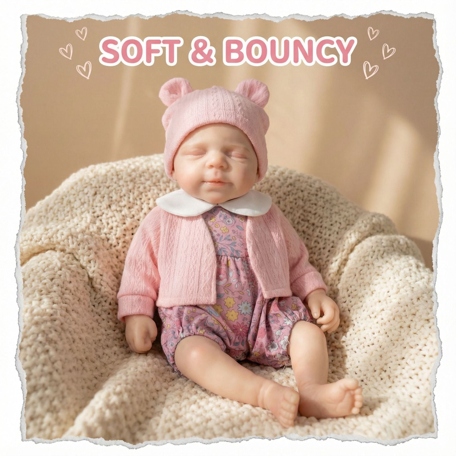 12 inch solid silicone Reborn Doll pink cardigan pascale simulation toy doll