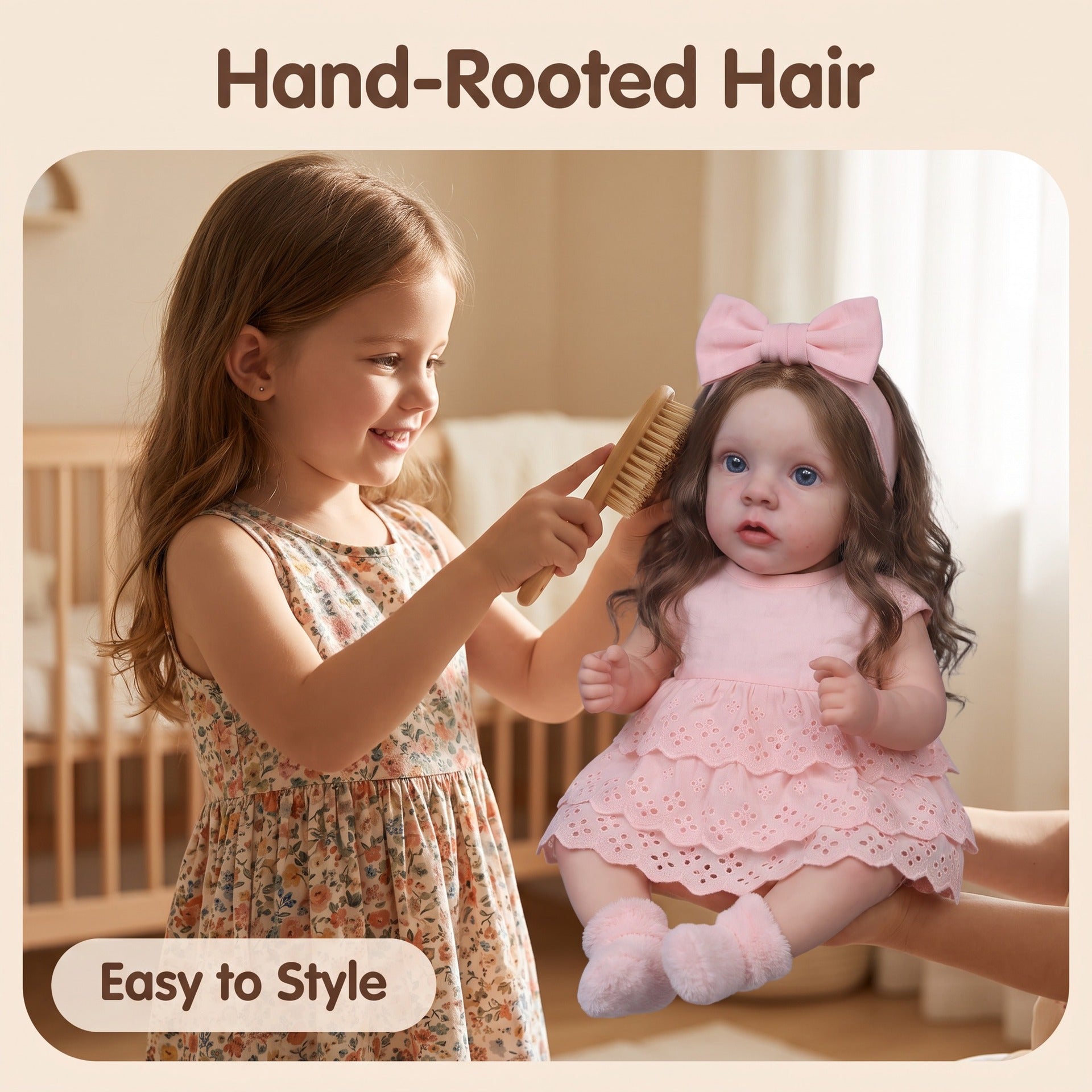 21 Inch Huggable with Cloth Body Reborn Doll, Hollow Lace Layer Dress, Perfect Birthday Present